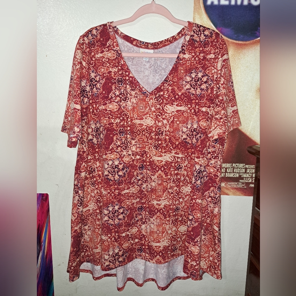 LuLaRoe XL Red and Orange Jana Top
